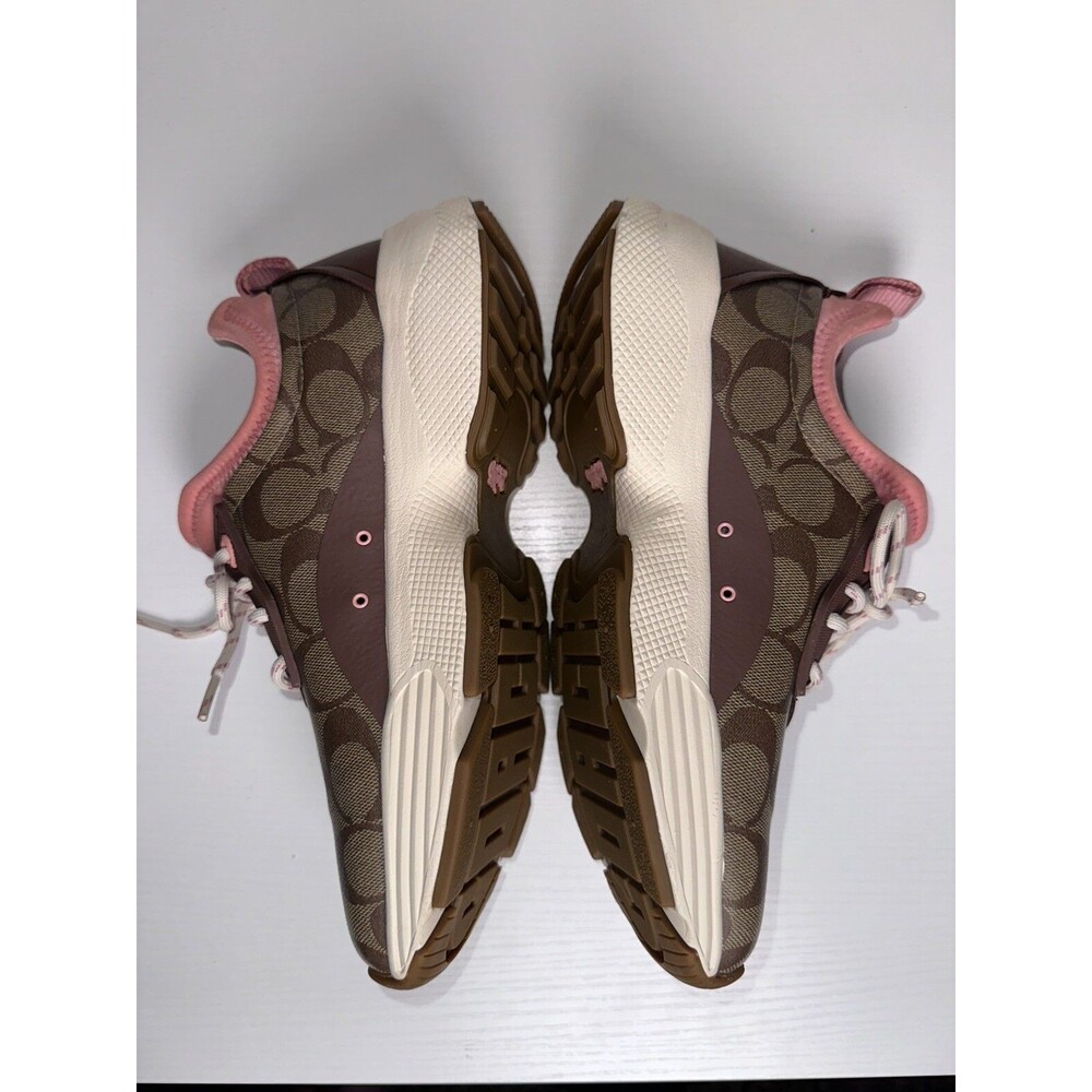 Coach Women’s Brown/Pink Signature Logo Low Top Lace-Up Sneaker C5774 Size 8.5B - Picture 4 of 9
